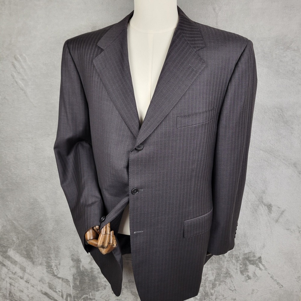 Corneliani Italian Blazer Men's 42R Black Pinstripe Extra Fine Virgin Wool